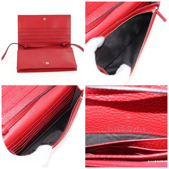 GUCCI Shoulder Wallet Swing Leather Red Gold 368231 534563 Auth BA5829V - Picture 15 of 16